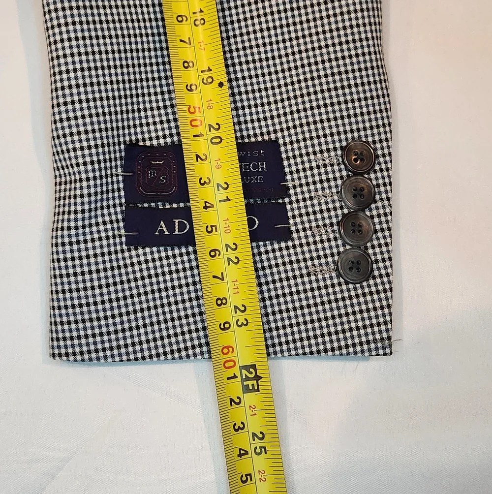 ADOLFO Sky Blue Layered Check Wool Sport Coat 38S - Picture 8 of 10